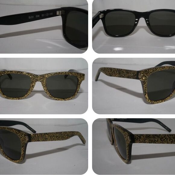 SAINT Laurent Sunglasses Gold Speckle Grey UV Lens Unisex Clubmaster SL51
NWOT - Picture 11 of 14